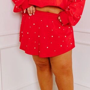 Large  Red Pearl Skort